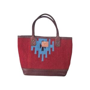 Will Leather Goods Red and Brown Tote Bag